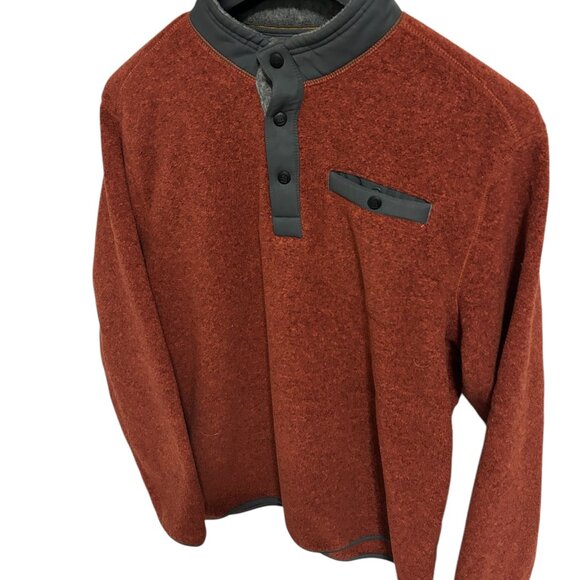 GH Bass & Co Men's Medium 1/4 Button Knit Sweater Dark Orange Sherpa Collar XL - Picture 2 of 6